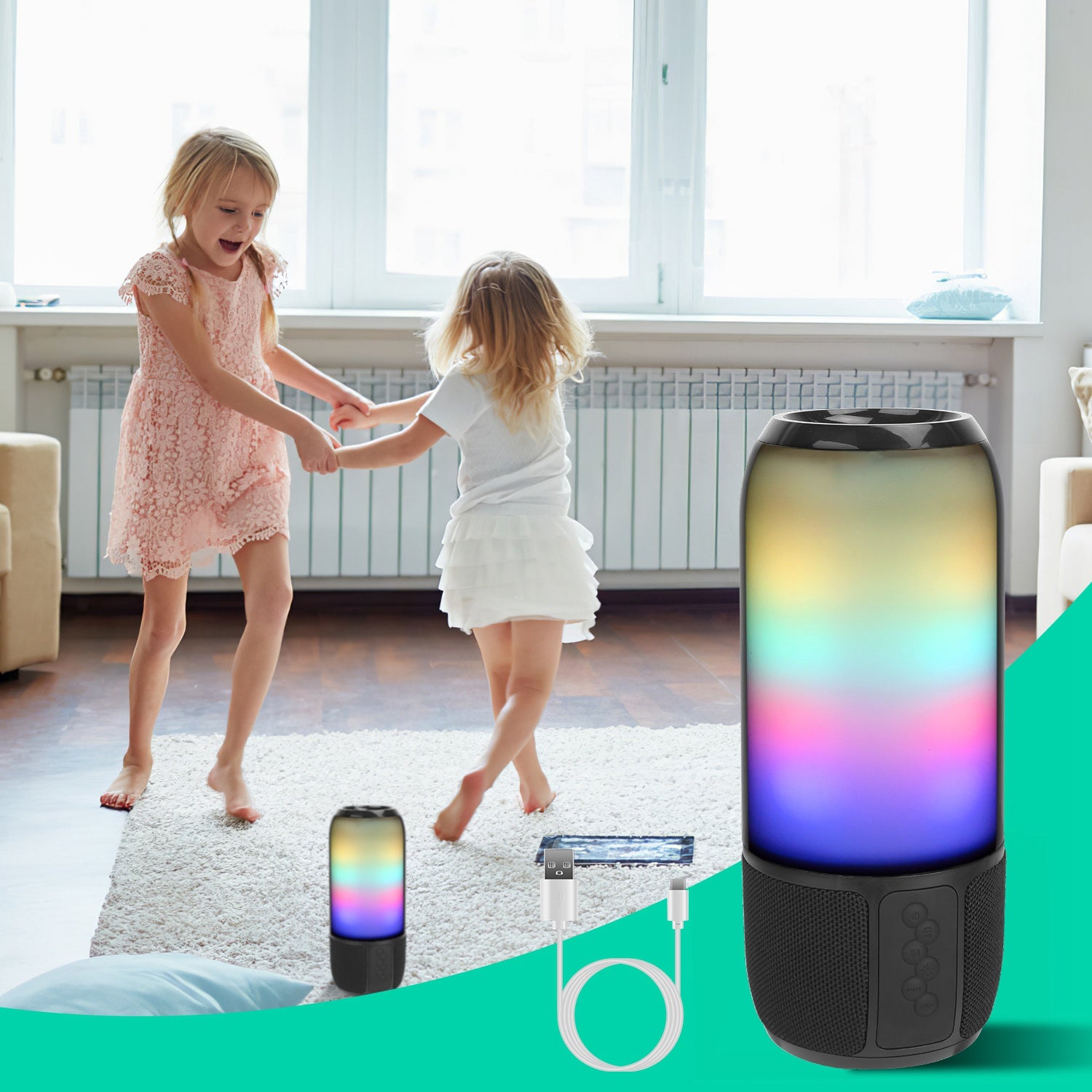 360 Speaker™ – Stereo Sound w/ RGB Light Show (Dual Pairing)
